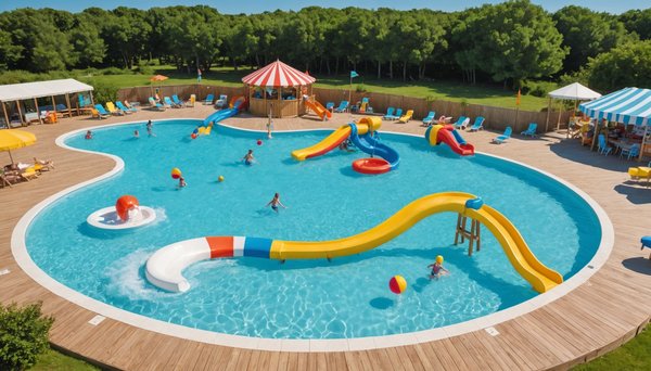 Quels sont les équipements aquatiques à disposition dans le camping des Prises situé près de la plage de l'Île de Ré ?